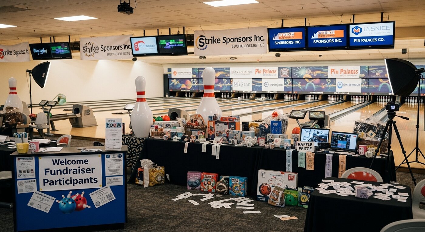 Bowling fundraiser event setup