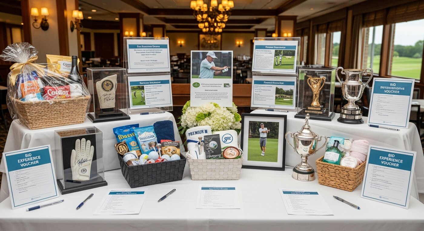 Golf auction and raffle display