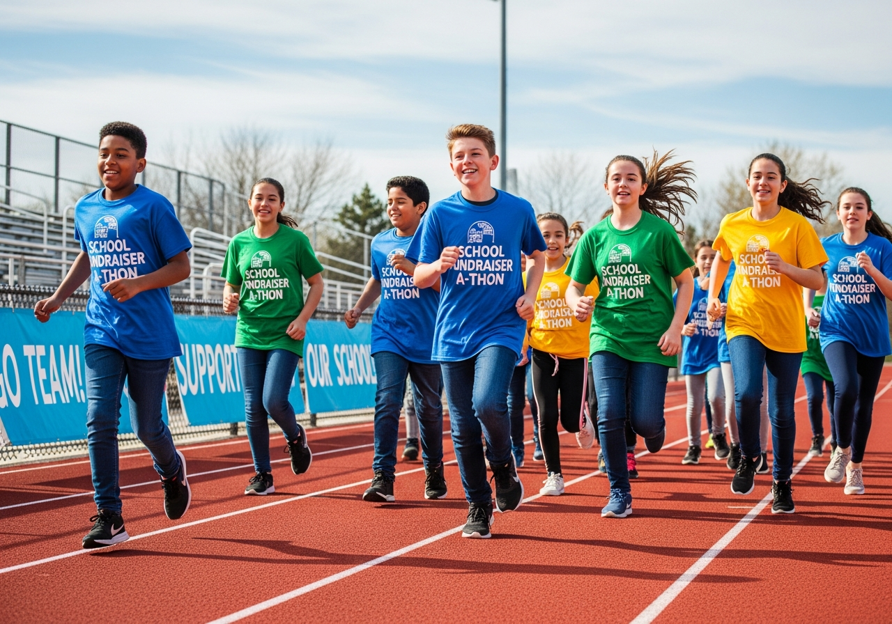 Middle school students at an a-thon fundraising event