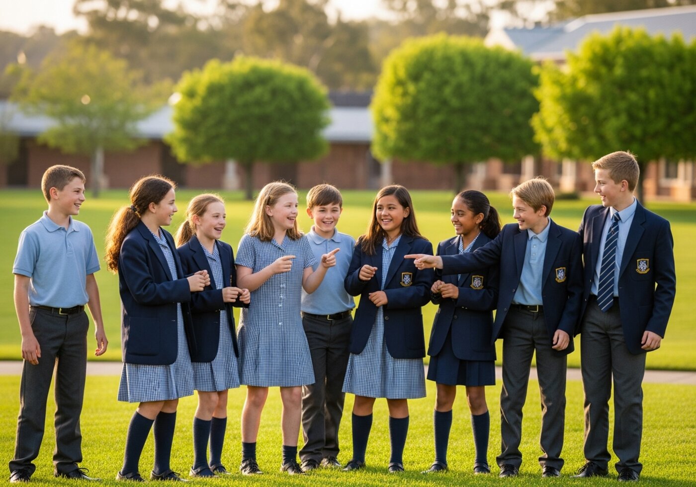 Private school students enjoying activities together